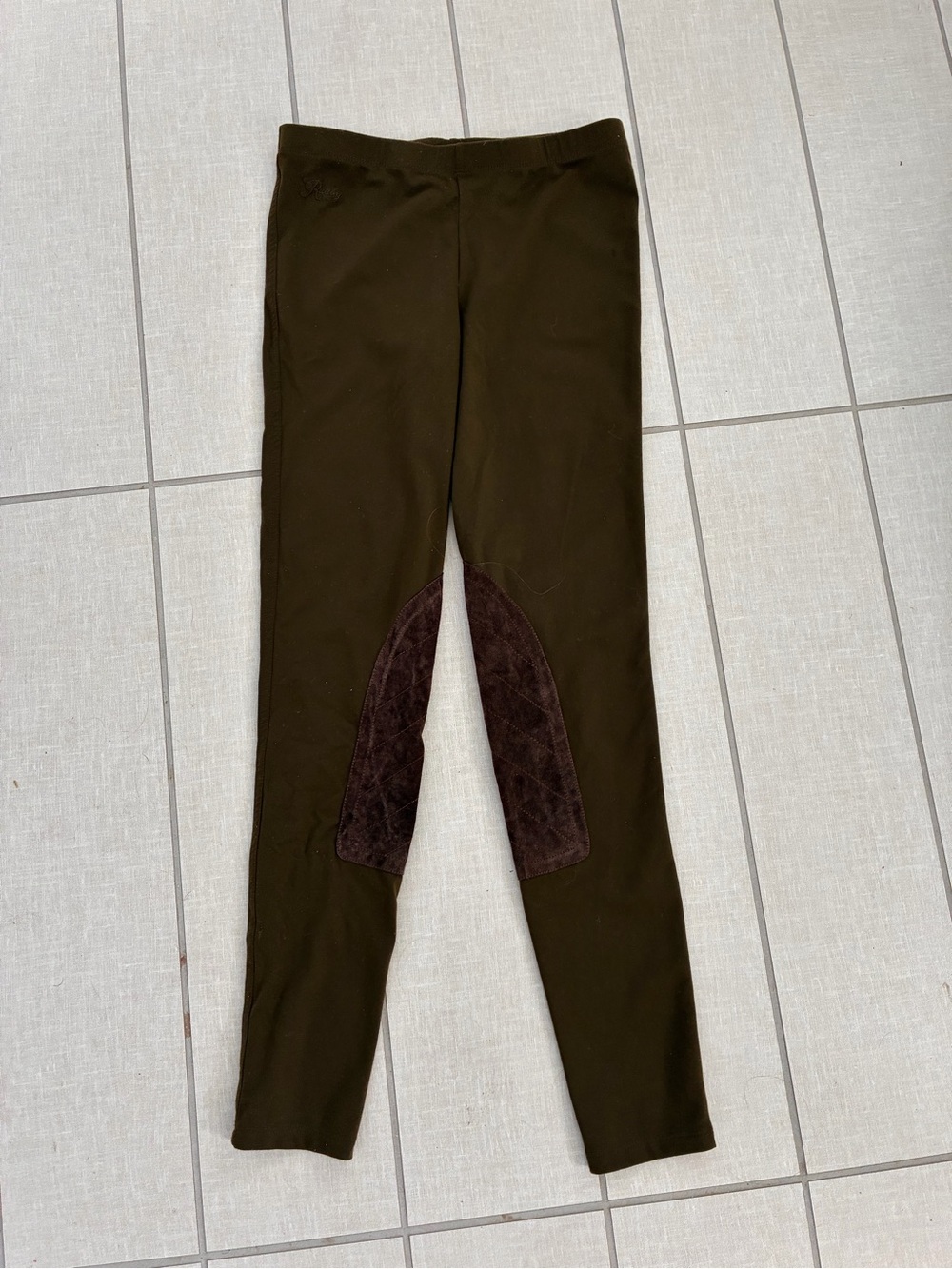 Ralph Lauren Rugby Brown Riding Leggings with Suede Knee Patch XS